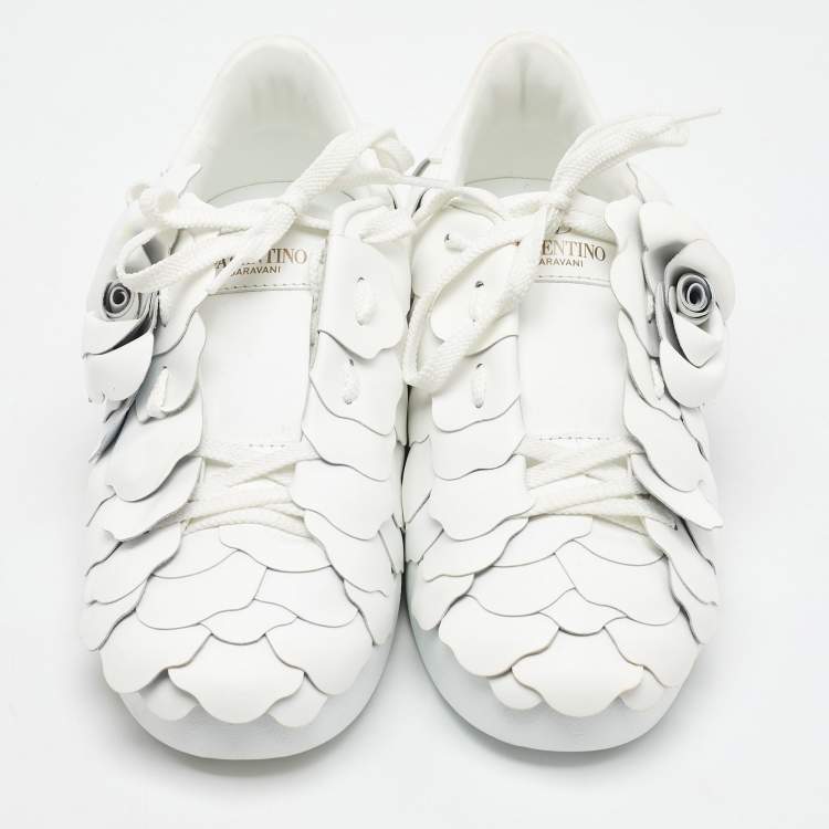 Pre Owned Valentino White Leather Atelier 03 Rose Edition Low Top Sneakers Size 36