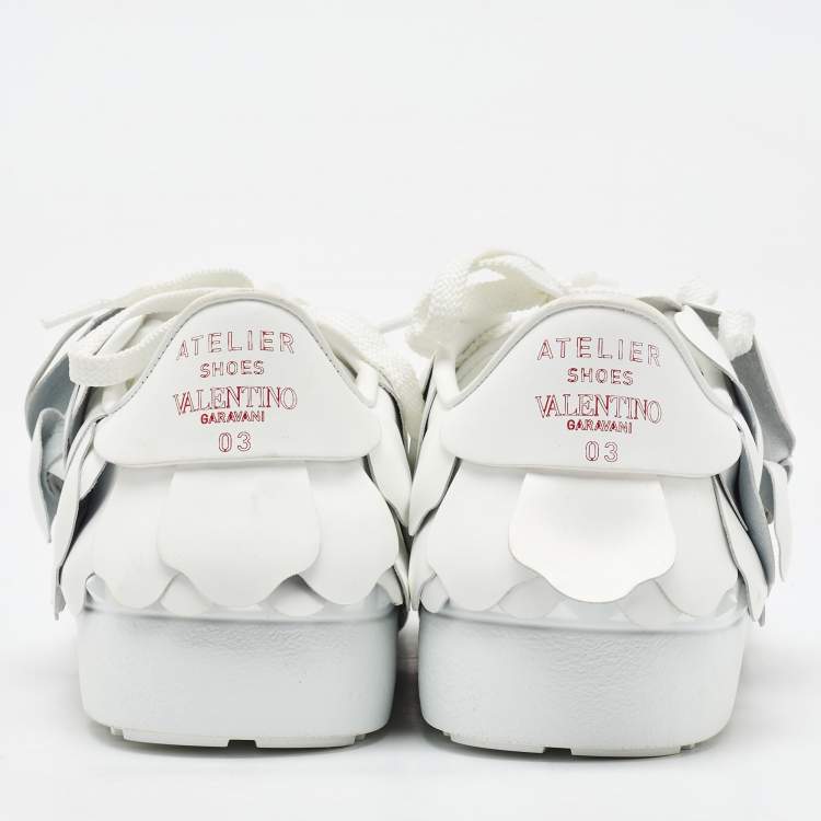 Pre Owned Valentino White Leather Atelier 03 Rose Edition Low Top Sneakers Size 36