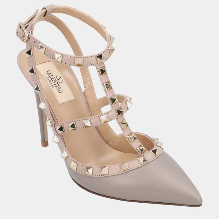 Pre Owned Valentino Rockstud EU 36 Grey Leather Pumps