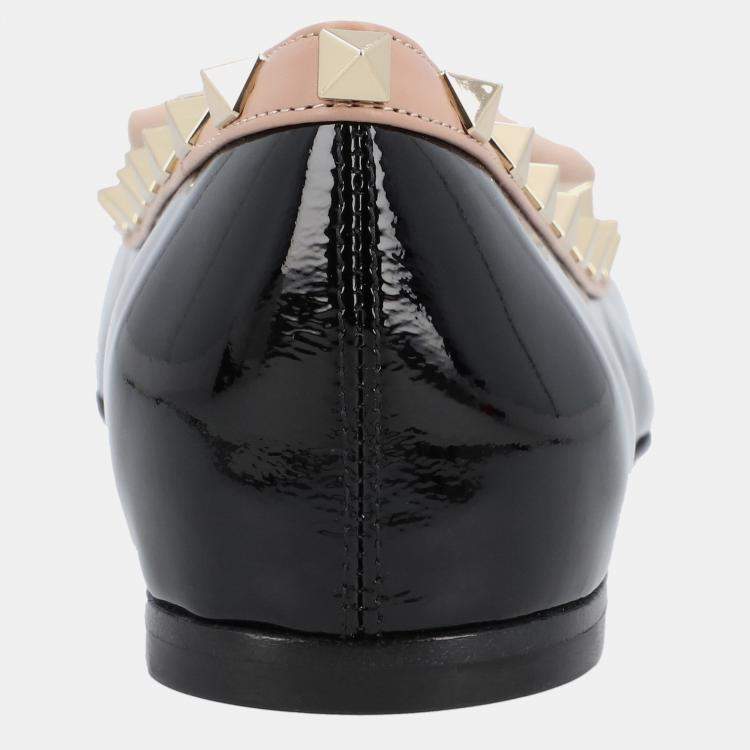 Pre Owned Valentino Rockstud EU 36 Black Calfskin Leather Ballerina