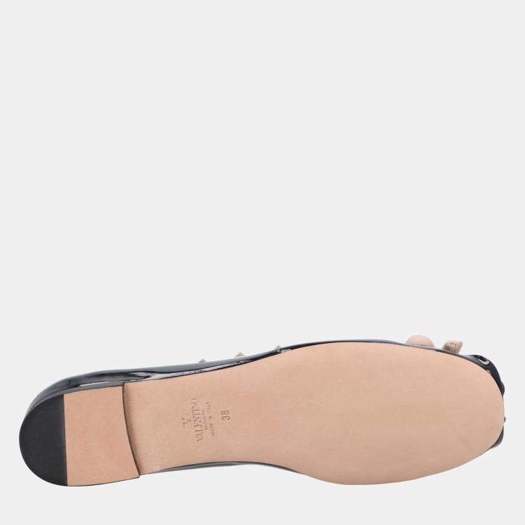 Pre Owned Valentino Rockstud EU 36 Black Calfskin Leather Ballerina