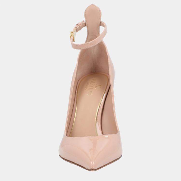 Pre Owned Valentino Tan-Go Patent Leather EU 36 Nude Leather Pump 100mm