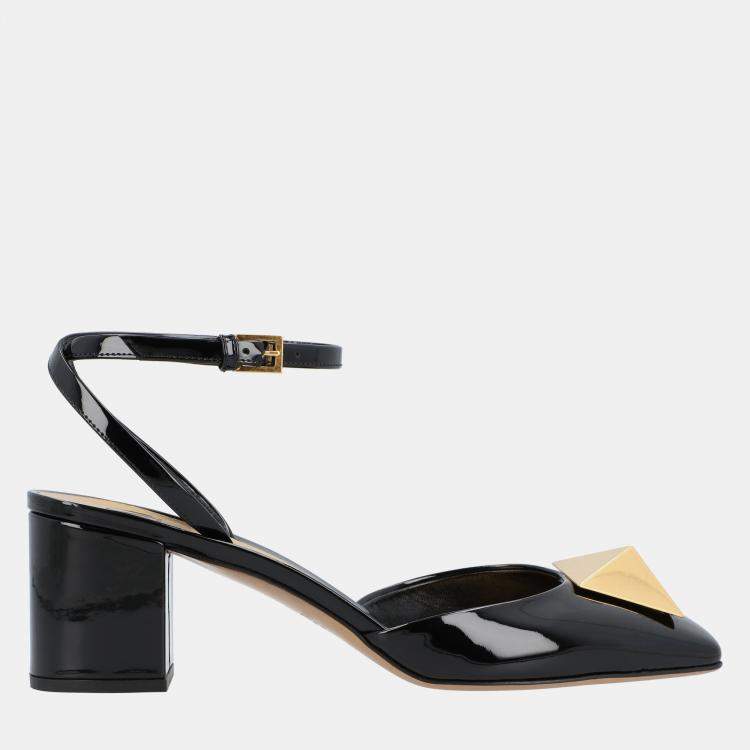 Pre Owned Valentino One Stud EU 38 Black Leather Pumps