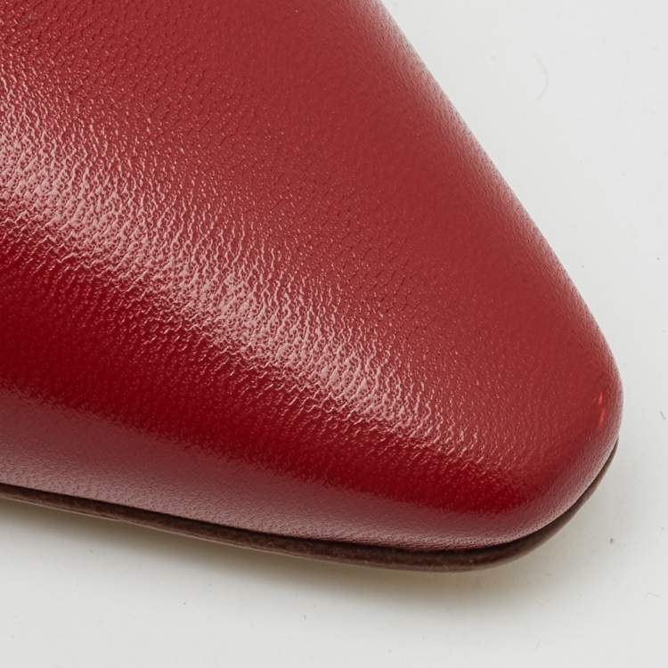 Pre Owned Valentino Red Leather Cross Strap Rockstud Pumps Size 39.5