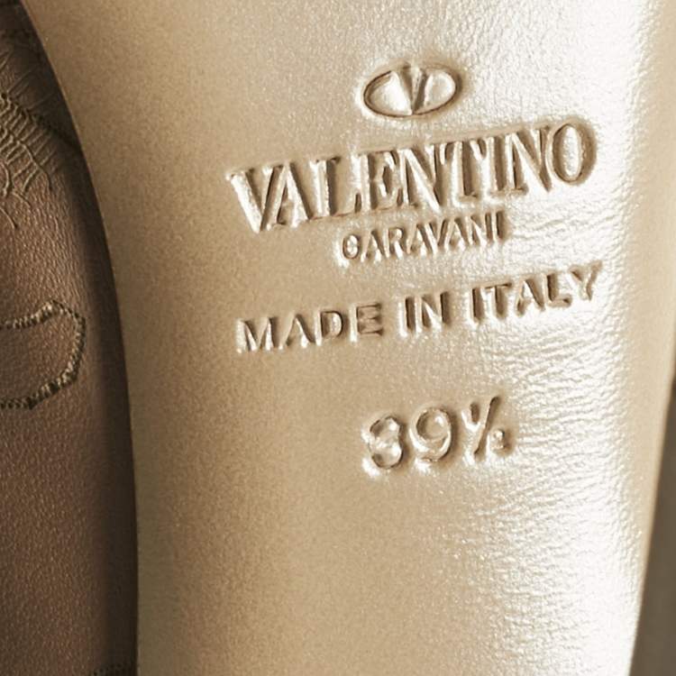 Pre Owned Valentino Beige Laser Cut Leather Platform Ankle Booties Size 39.5