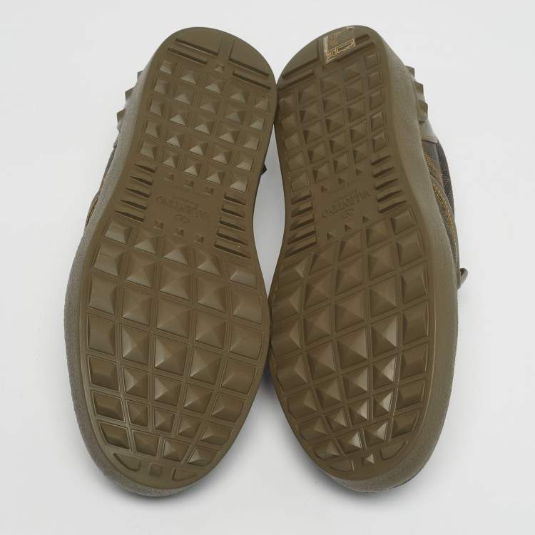 مملوكة مسبقًا Valentino Green Canvas and Leather Slip On Sneakers Size 40