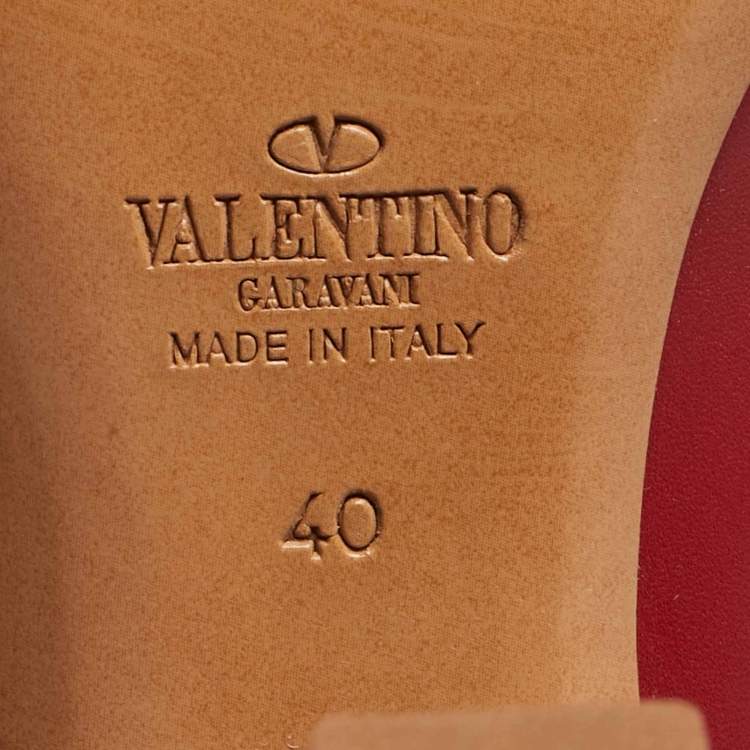 Pre Owned Valentino Red Leather Knee Length Boots Size 40