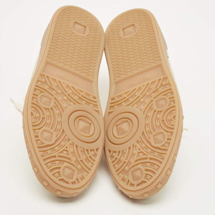 Pre Owned Valentino Upvillage Size 41 Gold Leather Low Top Sneakers