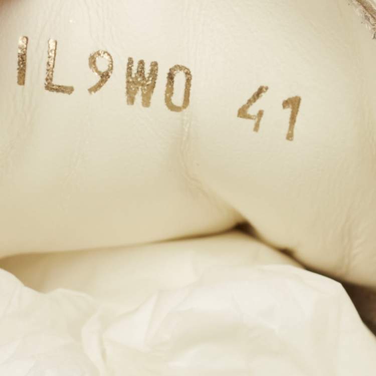 Pre Owned Valentino Upvillage Size 41 Gold Leather Low Top Sneakers