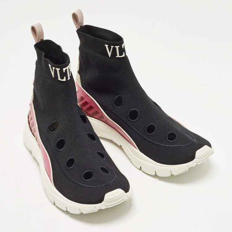 Pre Owned Valentino VLTN Heroes Size 41 Multicolor Fabric and Leather High Top Sneakers