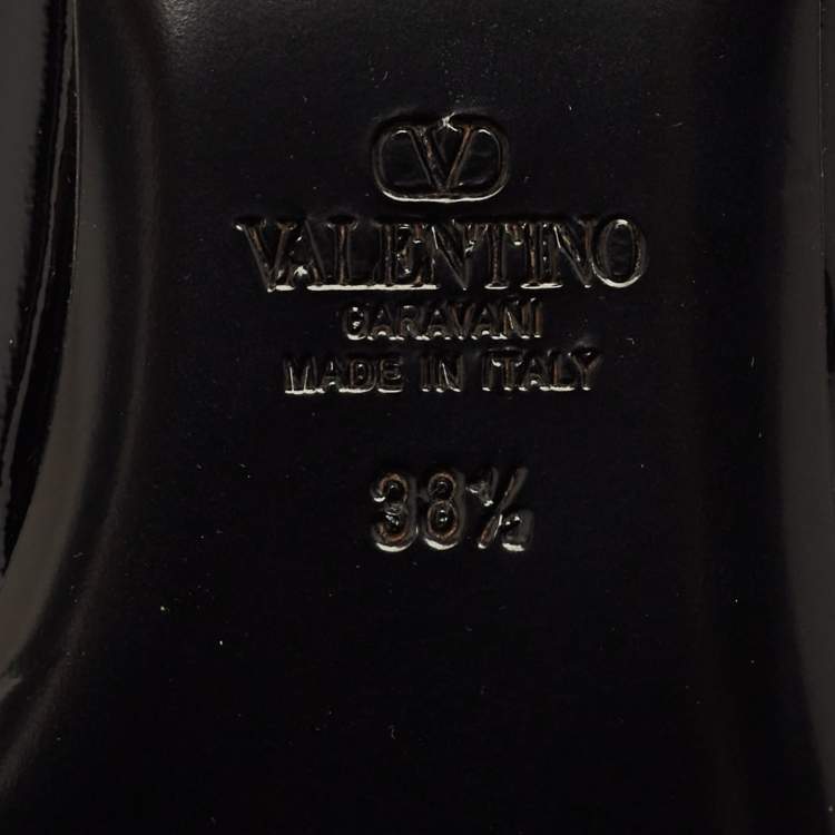 Pre Owned Valentino VLogo Size 38.5 Black Patent Leather Loafers