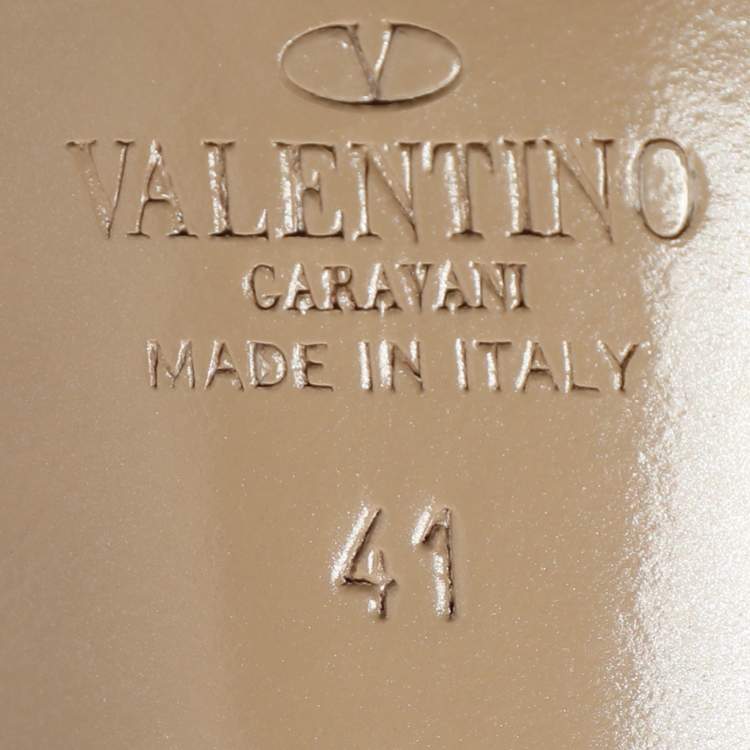 Pre Owned Valentino Rockstud Size 41 Blue/Beige Leather Pumps 