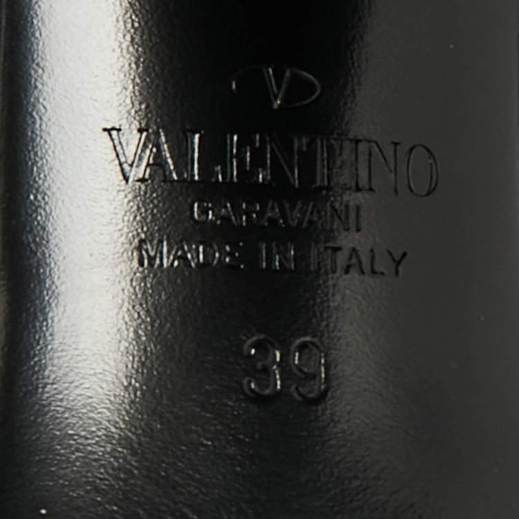 Pre Owned Valentino VLogo Size 39 Black Leather Platform Sandals