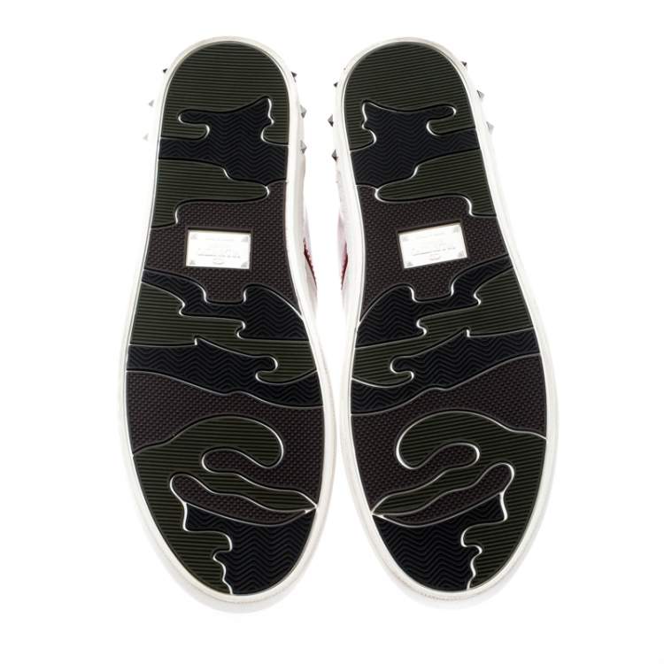 مملوكة مسبقًا Valentino Red/White Leather Fly Crew Low Top Sneakers Size 40.5