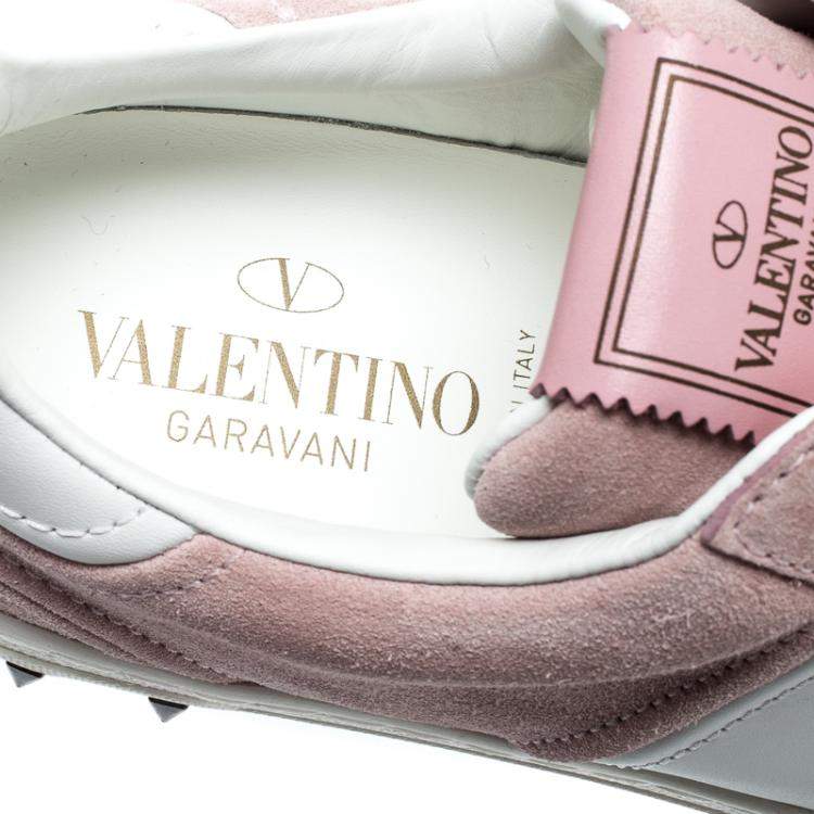 مملوكة مسبقًا Valentino Loto/Bianco Suede and Leather Flycrew Lace Up Sneakers Size 37.5