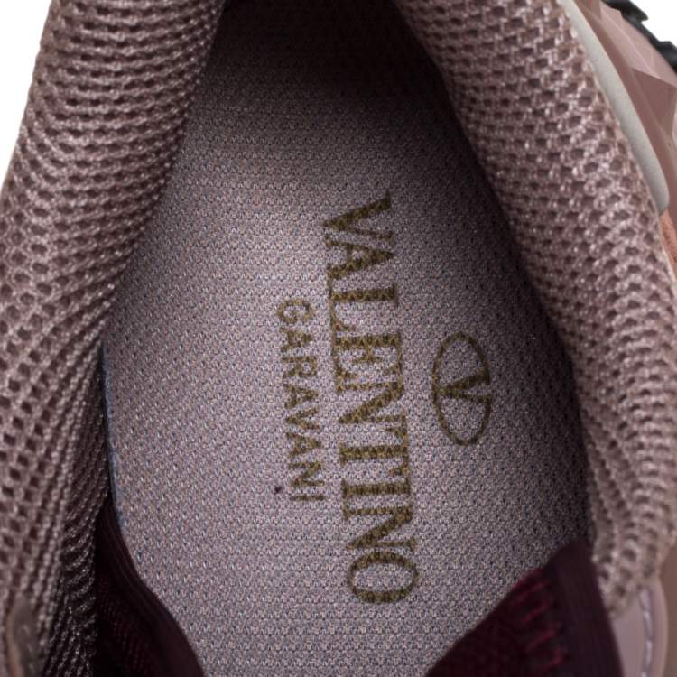 Pre Owned Valentino Pink Camouflage Leather, Canvas and Suede Platform Sneakers Size 40