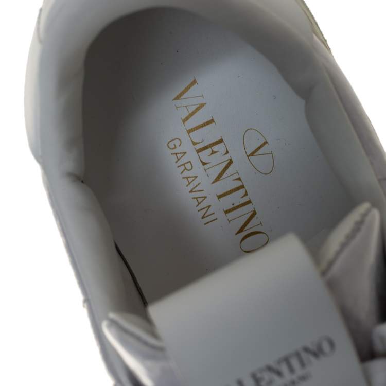 Pre Owned Valentino White Leather And PVC VLTN Low Top Sneakers Size 38