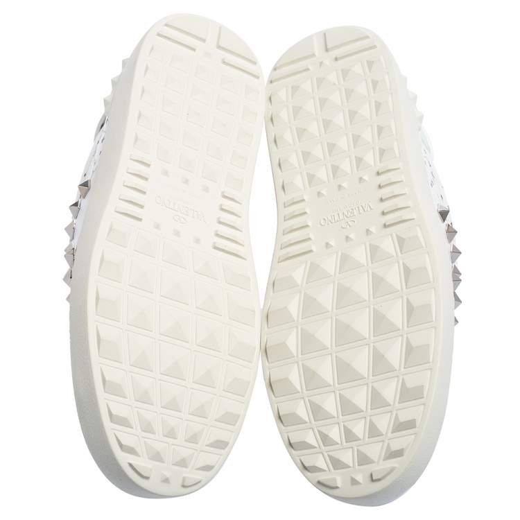 Pre Owned Valentino White/Pink Printed Leather Open Zebra Sneakers Size 38