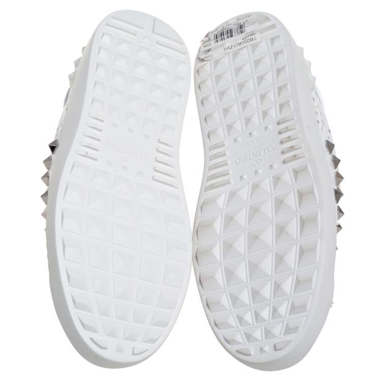 Pre Owned Valentino White/Pink Printed Leather Open Zebra Sneakers Size 37