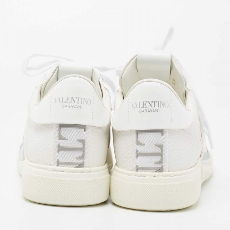 Pre Owned Valentino White Leather And Suede VLTN Low Top Sneakers Size 39