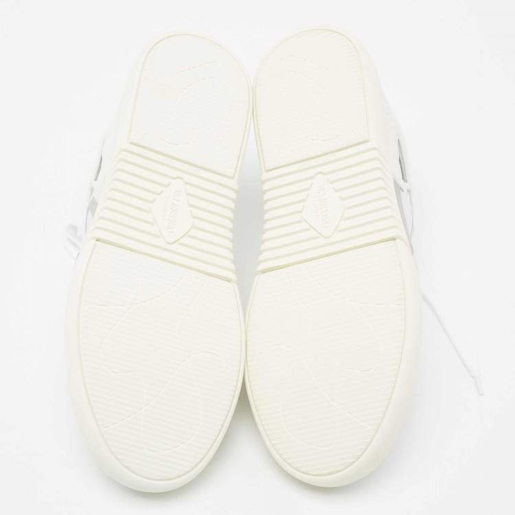 Pre Owned Valentino White Leather And Suede VLTN Low Top Sneakers Size 39