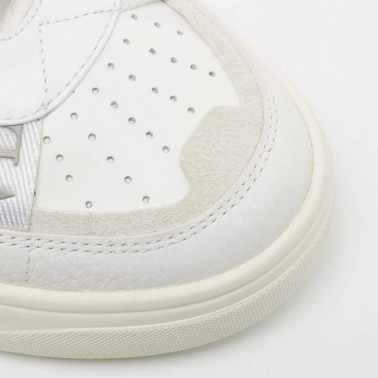 Pre Owned Valentino White Leather And Suede VLTN Low Top Sneakers Size 39