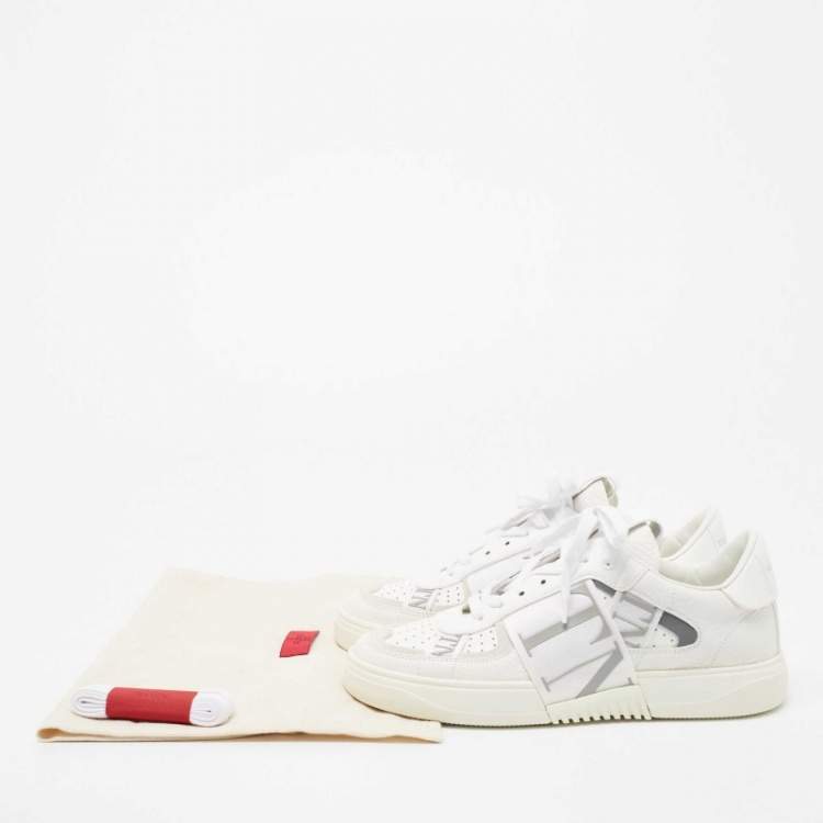 Pre Owned Valentino White Leather And Suede VLTN Low Top Sneakers Size 39