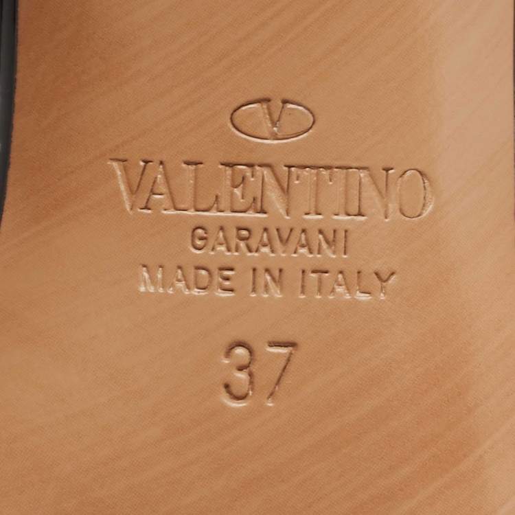 Pre Owned Valentino Black Patent VLogo Mules Size 37