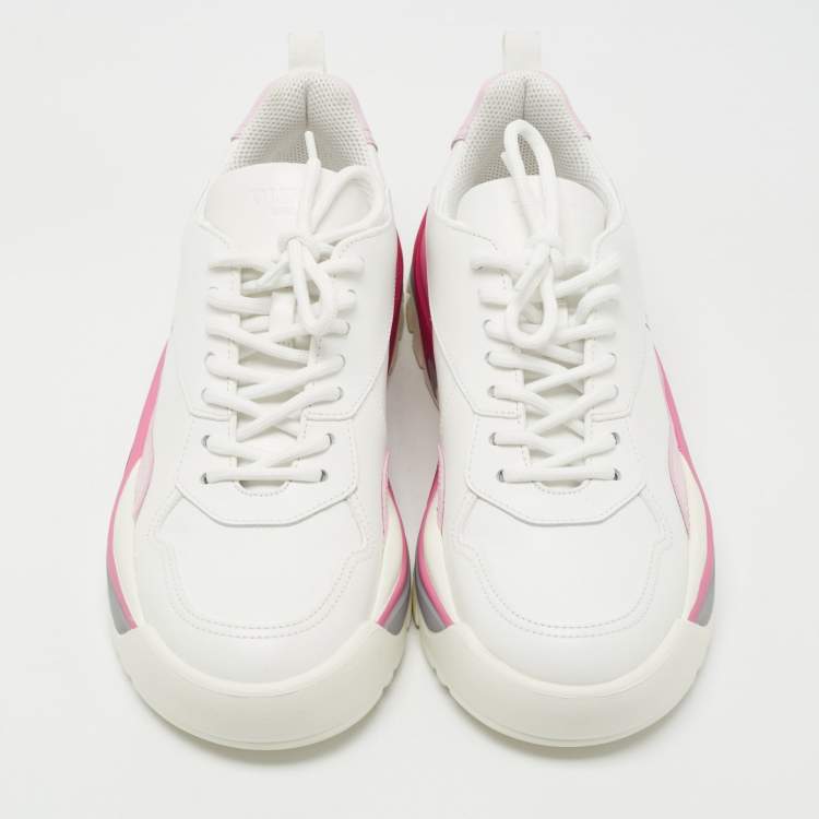 Pre Owned Valentino White/Pink Leather Gumboy Sneakers Size 39