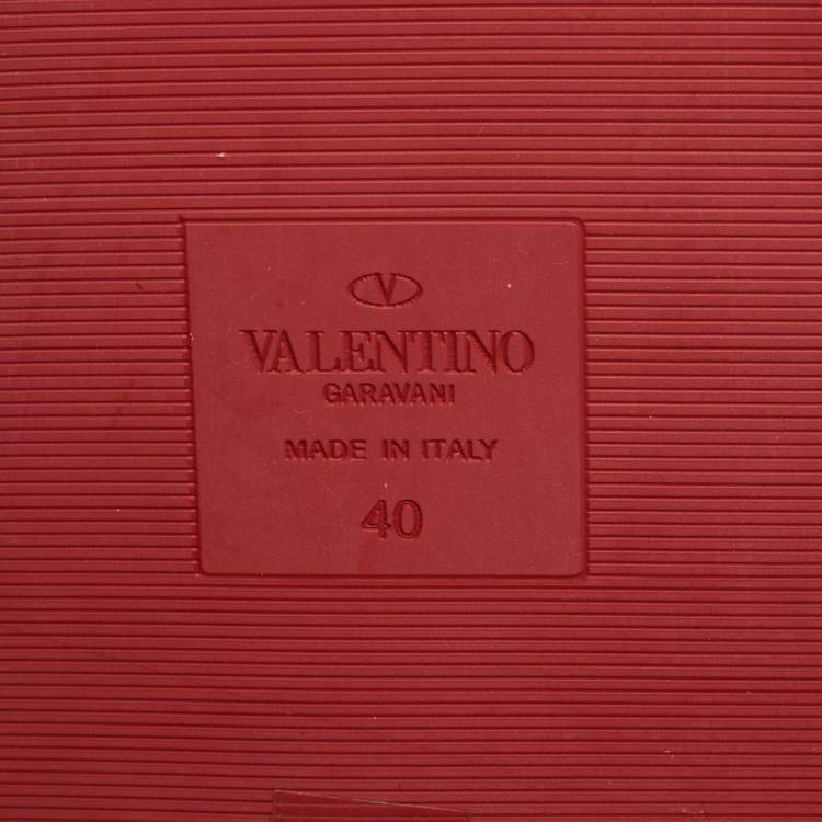 Pre Owned Valentino Dark Red Leather Atelier 03 Rose Edition Flat Slides Size 40