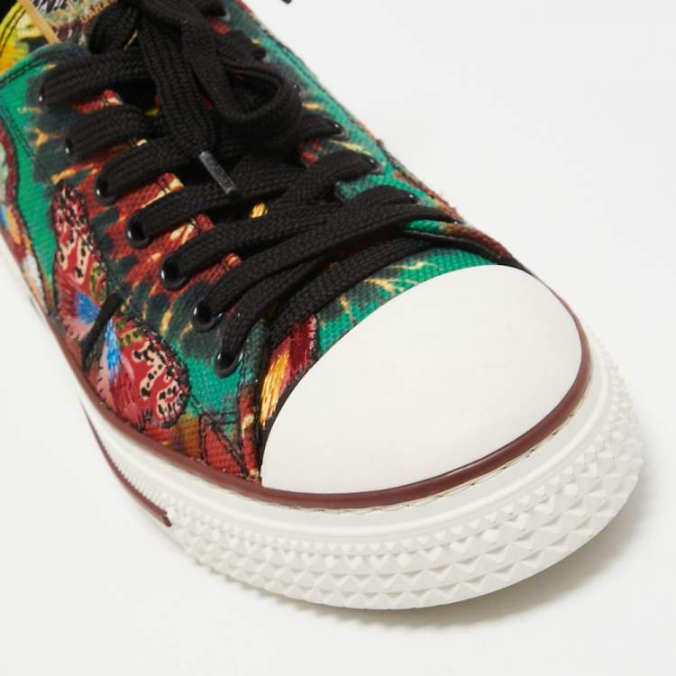 Pre Owned Valentino Multicolor Printed Canvas Butterfly Sneakers Size 40