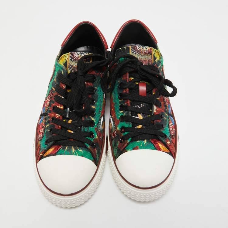 Pre Owned Valentino Multicolor Printed Canvas Butterfly Sneakers Size 40