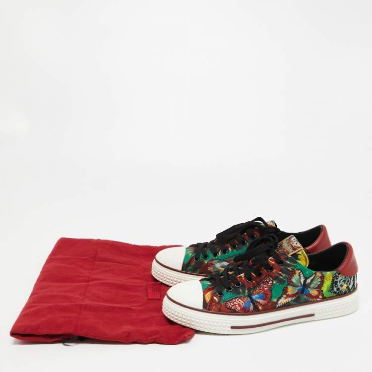 Pre Owned Valentino Multicolor Printed Canvas Butterfly Sneakers Size 40