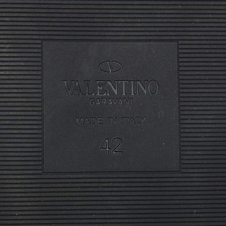 Pre Owned Valentino Black Leather VLogo Sabot Mules Size 42 