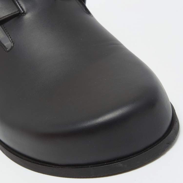 Pre Owned Valentino Black Leather VLogo Sabot Mules Size 42 