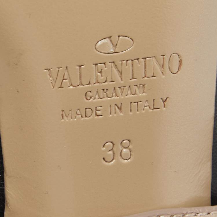 Pre Owned Valentino Black Leather Rockstud Ankle Wrap Pumps Size 38