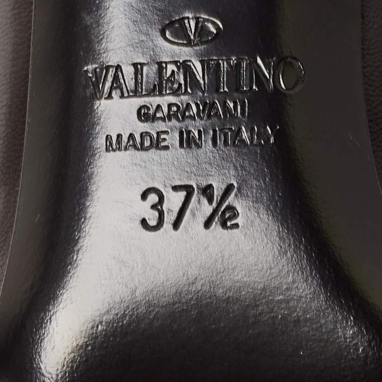Pre Owned Valentino Black Leather Rockstud Pumps Size 37.5