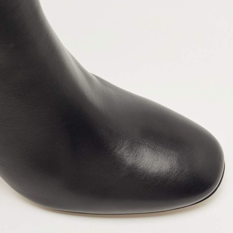 Pre Owned Valentino Black Leather Rockstud Knee Length Boots Size 39.5
