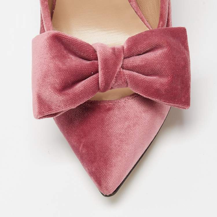 Pre Owned Valentino Pink PVC And Velvet Dollybow Pointed Toe Pumps Size 36.5