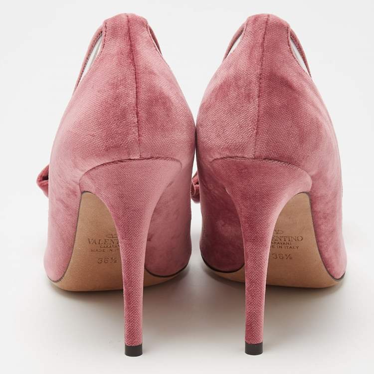 Pre Owned Valentino Pink PVC And Velvet Dollybow Pointed Toe Pumps Size 36.5