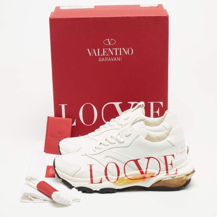 مملوكة مسبقًا Valentino White Leather Bounce LOVE Sneakers Size 38
