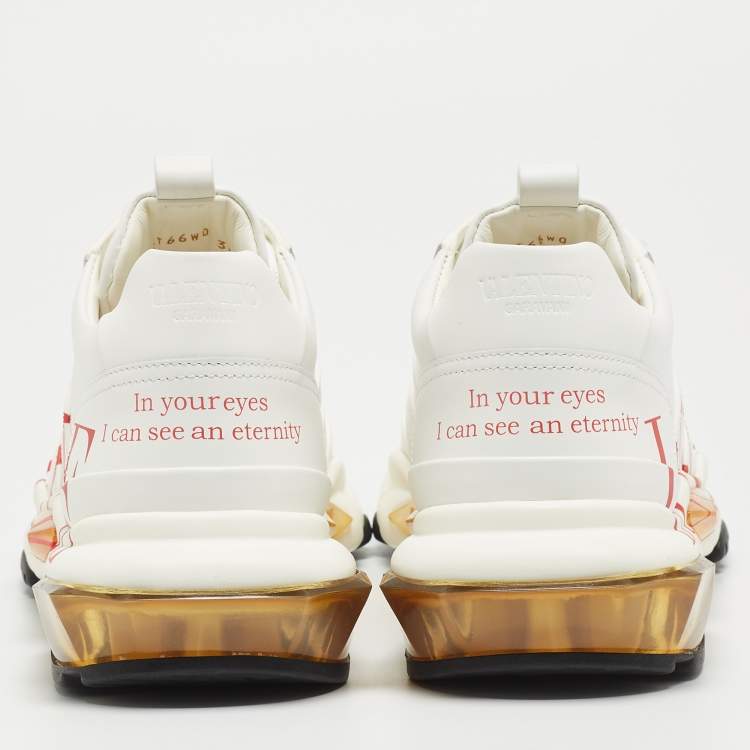 مملوكة مسبقًا Valentino White Leather Bounce LOVE Sneakers Size 38
