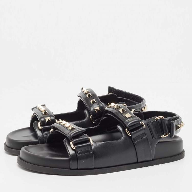 Valentino rockstud discount flat sandals black