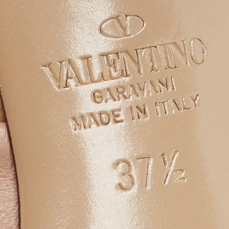 Pre Owned Valentino Pink Leather Roman Stud Slides Size 37.5