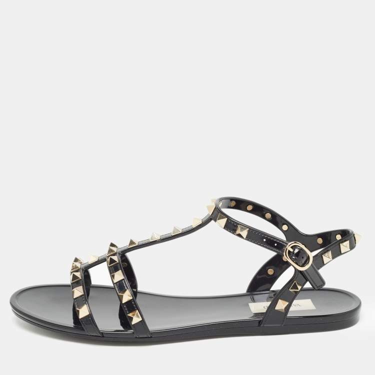 Valentino rockstud discount flat sandals black