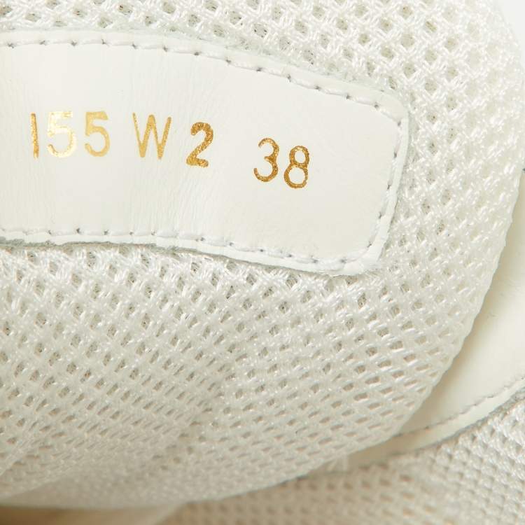 مملوكة مسبقًا Valentino White Leather and Knit Fabric Bounce Sneakers Size 38