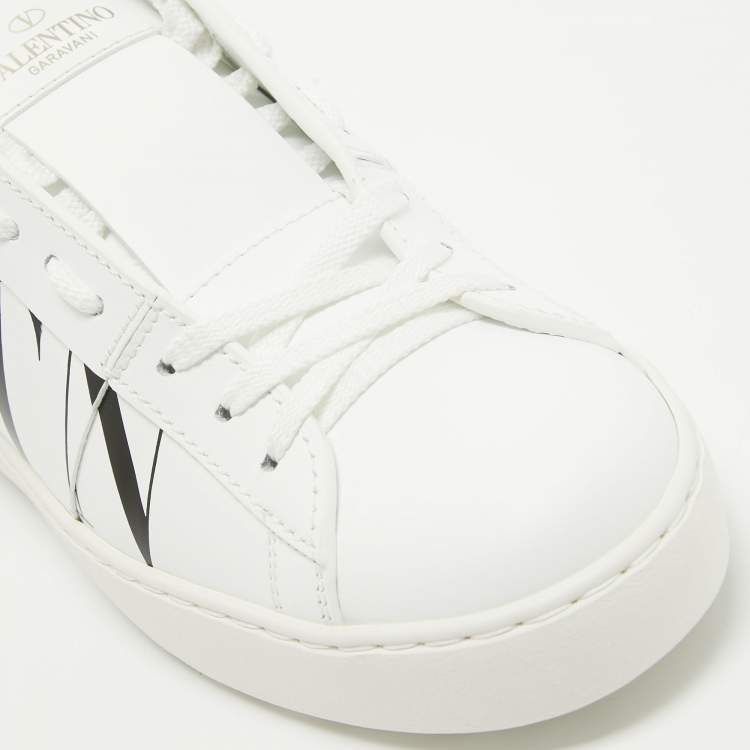 Pre Owned Valentino White Leather VLTN Open Sneakers Size 38