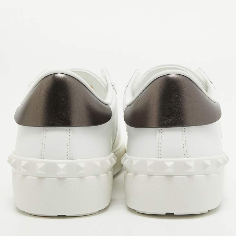 Pre Owned Valentino White Leather VLTN Open Sneakers Size 38