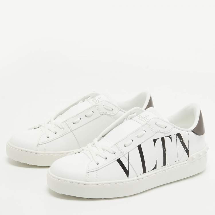 Pre Owned Valentino White Leather VLTN Open Sneakers Size 38