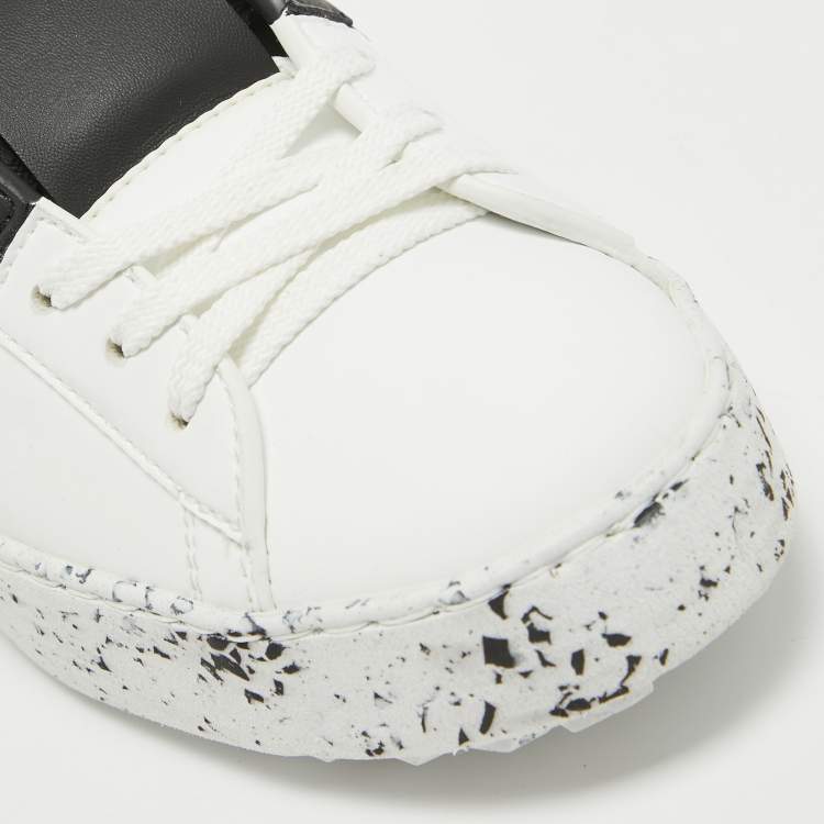 Pre Owned Valentino White/Black Leather Open Sneakers Size 36
